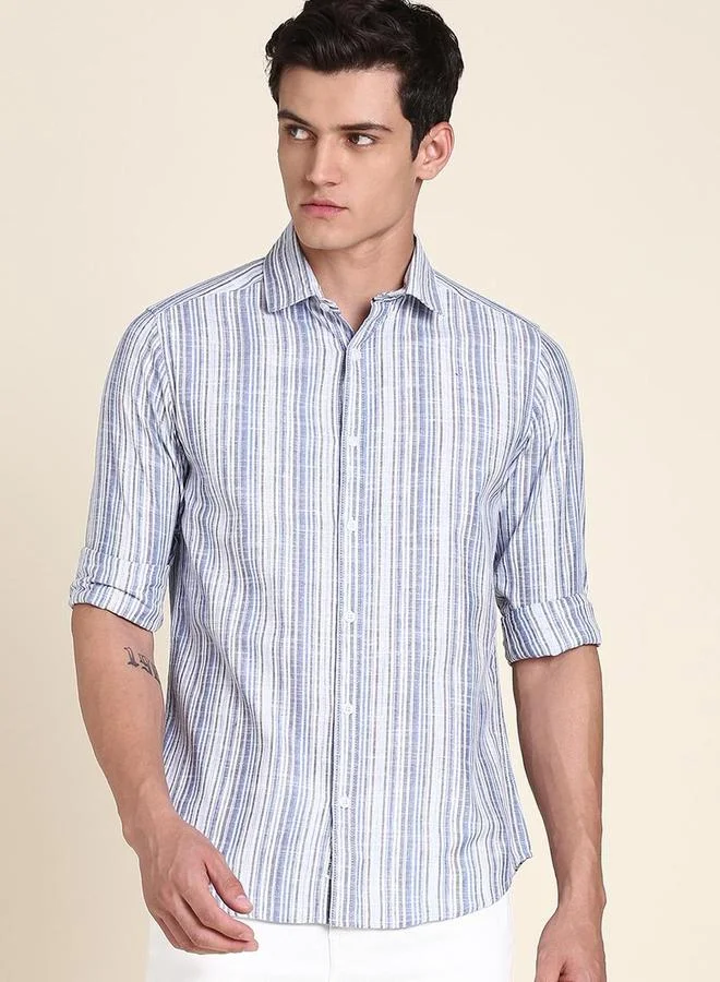 Dennis Lingo Men Striped Slim Fit Cotton Casual Shirt