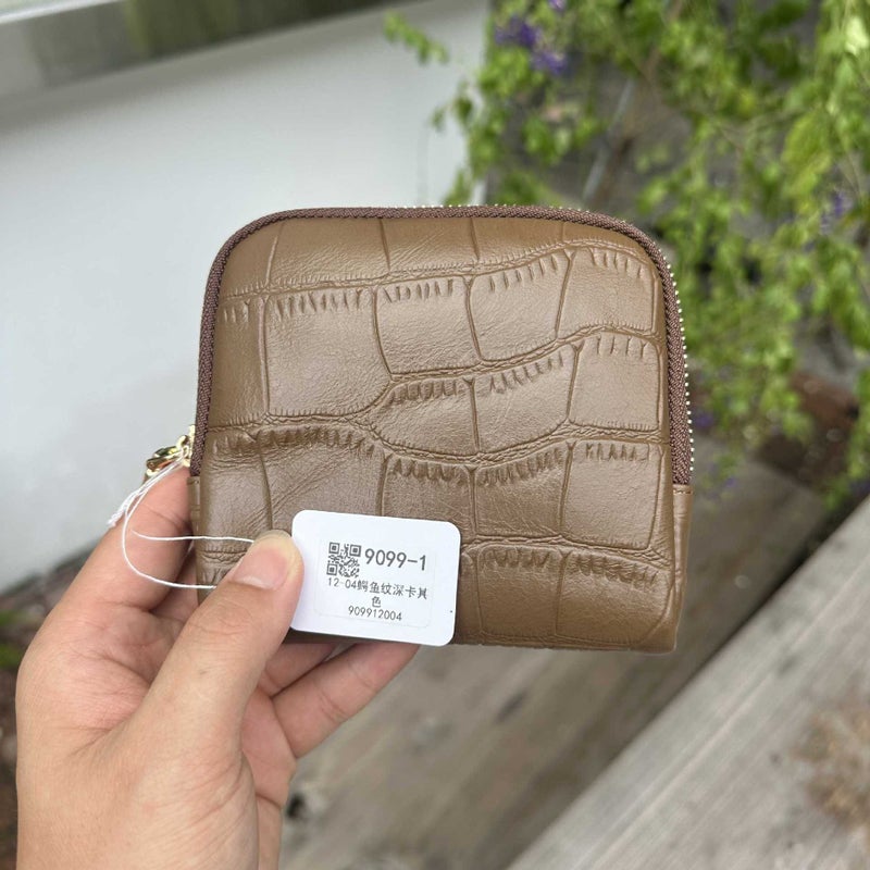 Cosmetic Bag Shell Zipper Cosmetics Bag Plain Oil Wax Leather Zipper Card Holder First Layer Cowhide Jewelry Bracelet Cosmetics Bag - Image 1