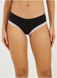 Styli Ribbed Lace Trim Padded Back Bow Detail Crop Top & Bikini Set  - Image 5