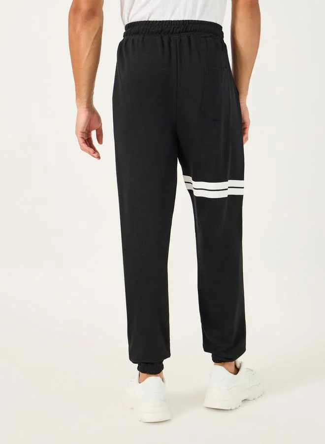 Styli Contrast Double Stripes Oversized Joggers with Embroidery Detail