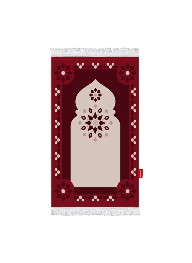 ريكراك سجاده صلاة مبطنه فايبر مطبوعه-أحمر غامق  - Image 1