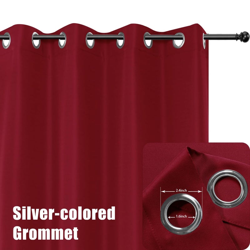 BONZER Waterproof Indoor/Outdoor Curtains for Patio Thick Privacy Grommet Curtains for Bedroom, Living Room, Porch, Pergola, Cabana, 1 Panel, 54W x 84L inch, Red - Image 2