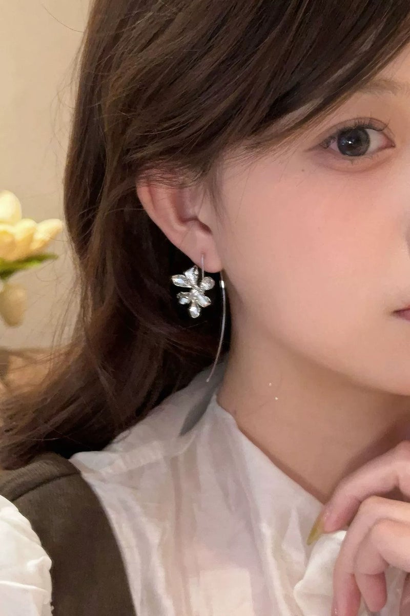 Goolsky Silver Iris Flower Earrings for Women – Elegant New Chinese Style, High-End Unique Design, Statement Ear Cuff Jewelry - Image 3