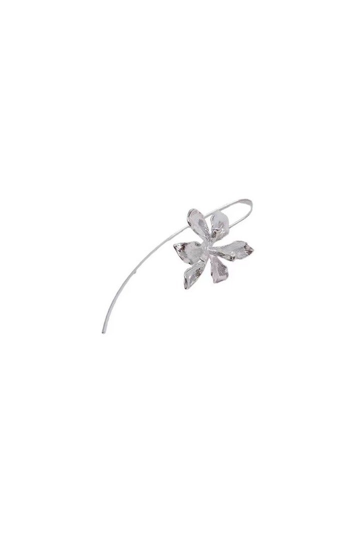 Goolsky Silver Iris Flower Earrings for Women – Elegant New Chinese Style, High-End Unique Design, Statement Ear Cuff Jewelry - Image 2