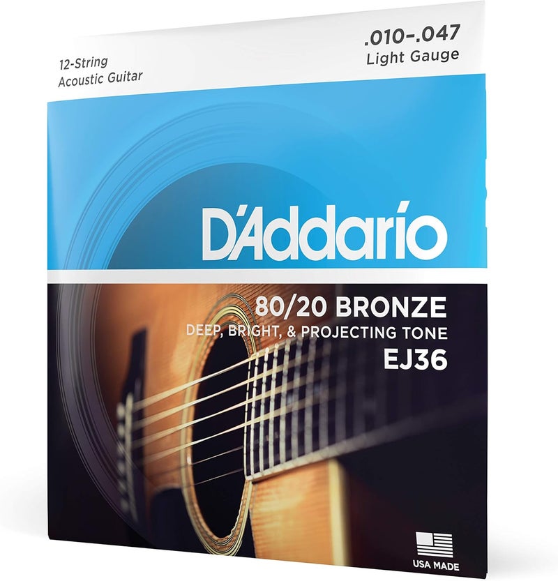 D'Addario أوتار جيتار أكوستيك برونز 80/20 من د'أداريوا لجيتار 12 وتر - Image 1
