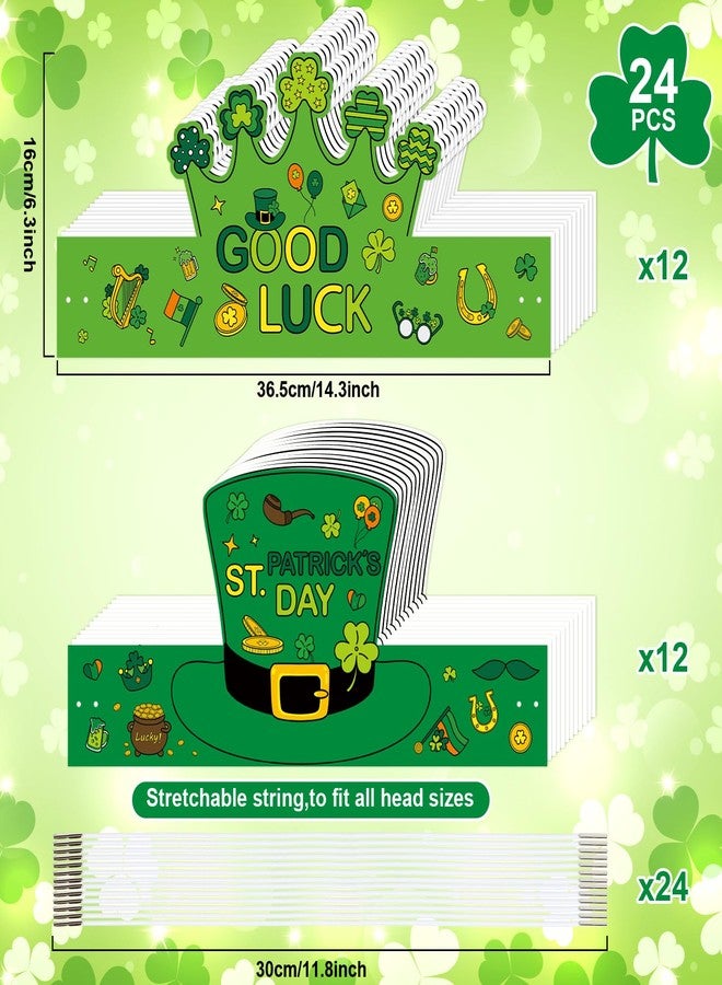 Hedeey 24 Pcs St. Patrick's Day Coloring Crown Crafts Kit Shamrock Paper Clover Crown Hat for Irish St Patricks Holiday Craft Activity Party Favors Supplies - Image 2