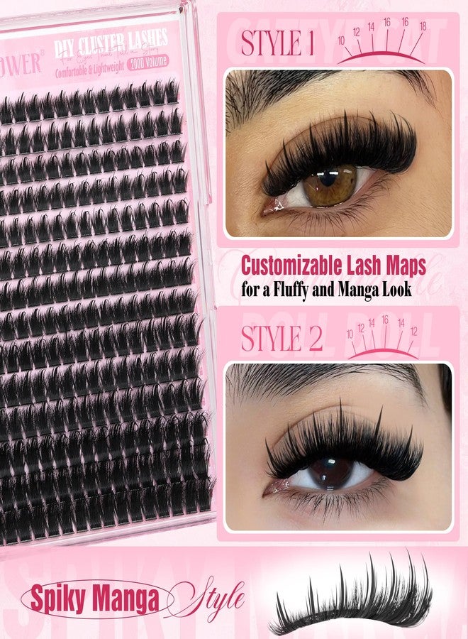 LANFLOWER Lash Clusters with Spikes Wispy Eyelash Clusters Manga Cluster Eyelash Extensions Spiky Lashes Clusters Anime Fluffy Individual Lashes by Lanflower(D Curly,10-18mm) - Image 2