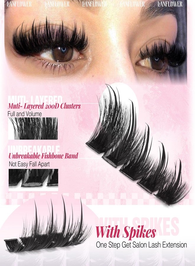 LANFLOWER Lash Clusters with Spikes Wispy Eyelash Clusters Manga Cluster Eyelash Extensions Spiky Lashes Clusters Anime Fluffy Individual Lashes by Lanflower(D Curly,10-18mm) - Image 3