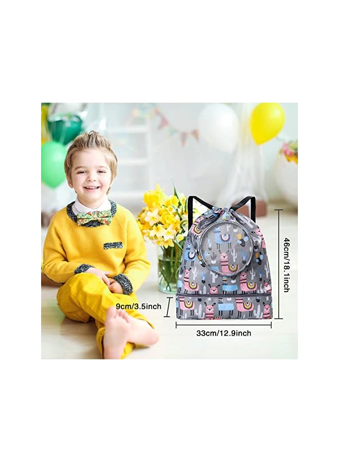 Kunyeah Drawstring Backpack Bag Waterproof Beach Pack With Shoe Compartment Kid Swim Bag Sports Gym Backpack for Girls Boys  - Image 5