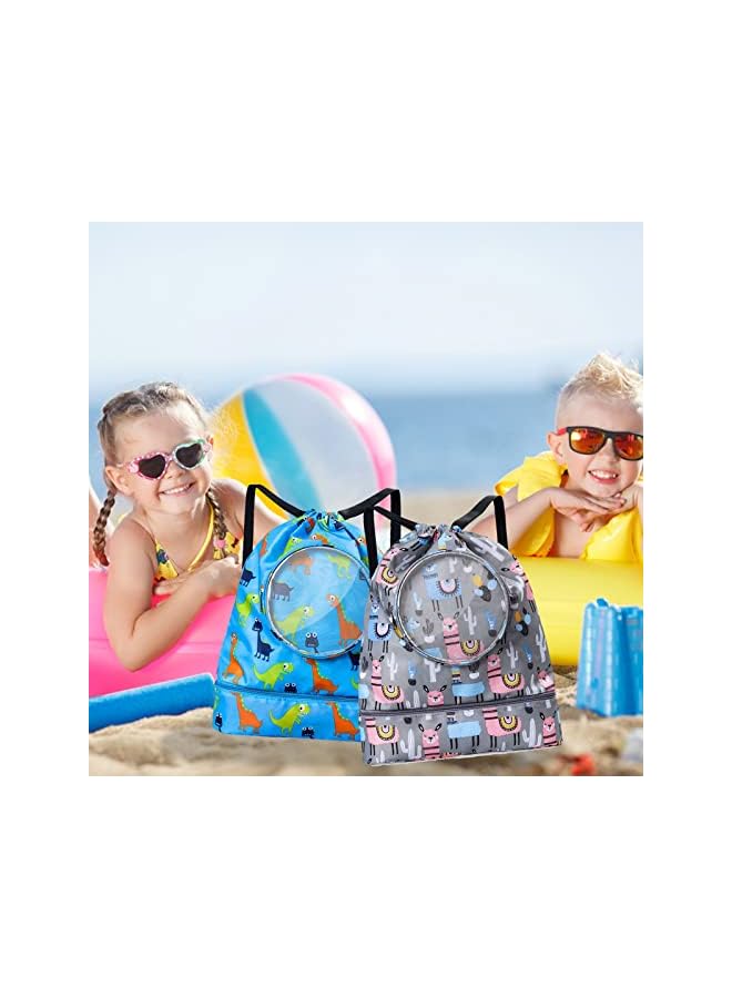 Kunyeah Drawstring Backpack Bag Waterproof Beach Pack With Shoe Compartment Kid Swim Bag Sports Gym Backpack for Girls Boys  - Image 4
