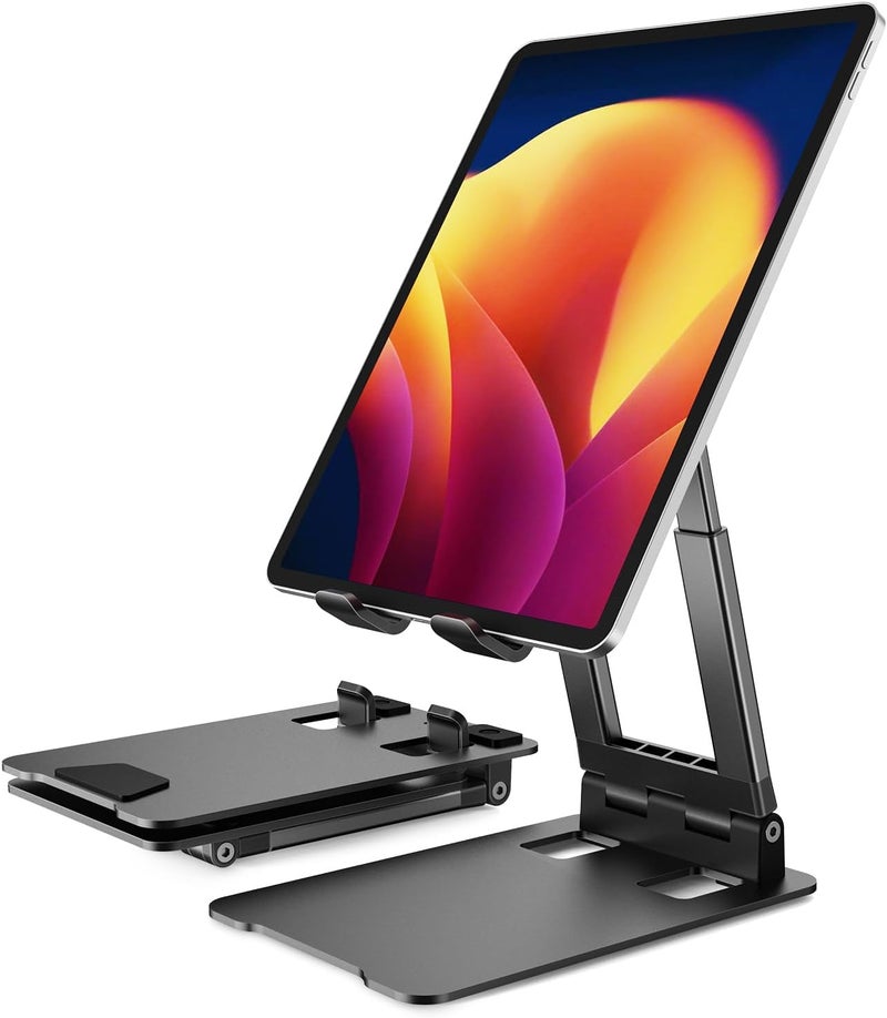 Hold Up Tabletop Table Holder Stand Tablet Stand & Phones Stand for Table for Online Class Portable & Universal Phone Holder (Black) - Image 1
