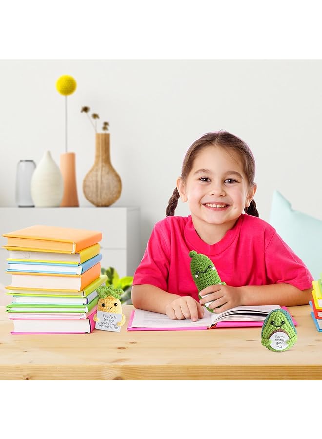 إيروريكس 3 قطع من دمى الخيار المحبوكة لتخفيف التوتر دمية مخلل الكروشيه زينة الدعم العاطفي هدية كروشيه مضحكة تشجيعية لعبة كروشيه دمية مخلل أميجورومي مع بطاقة تأكيد إيجابية - Image 4