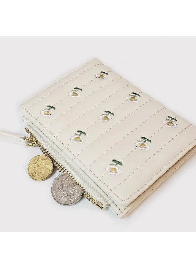Generic Leather Flip Wallet & Card Holder with Multiple  Pockets and Zipped Pocket Beig  - Image 3
