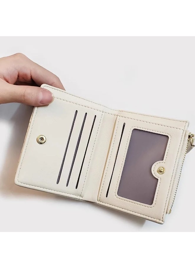 Generic Leather Flip Wallet & Card Holder with Multiple  Pockets and Zipped Pocket Beig  - Image 4