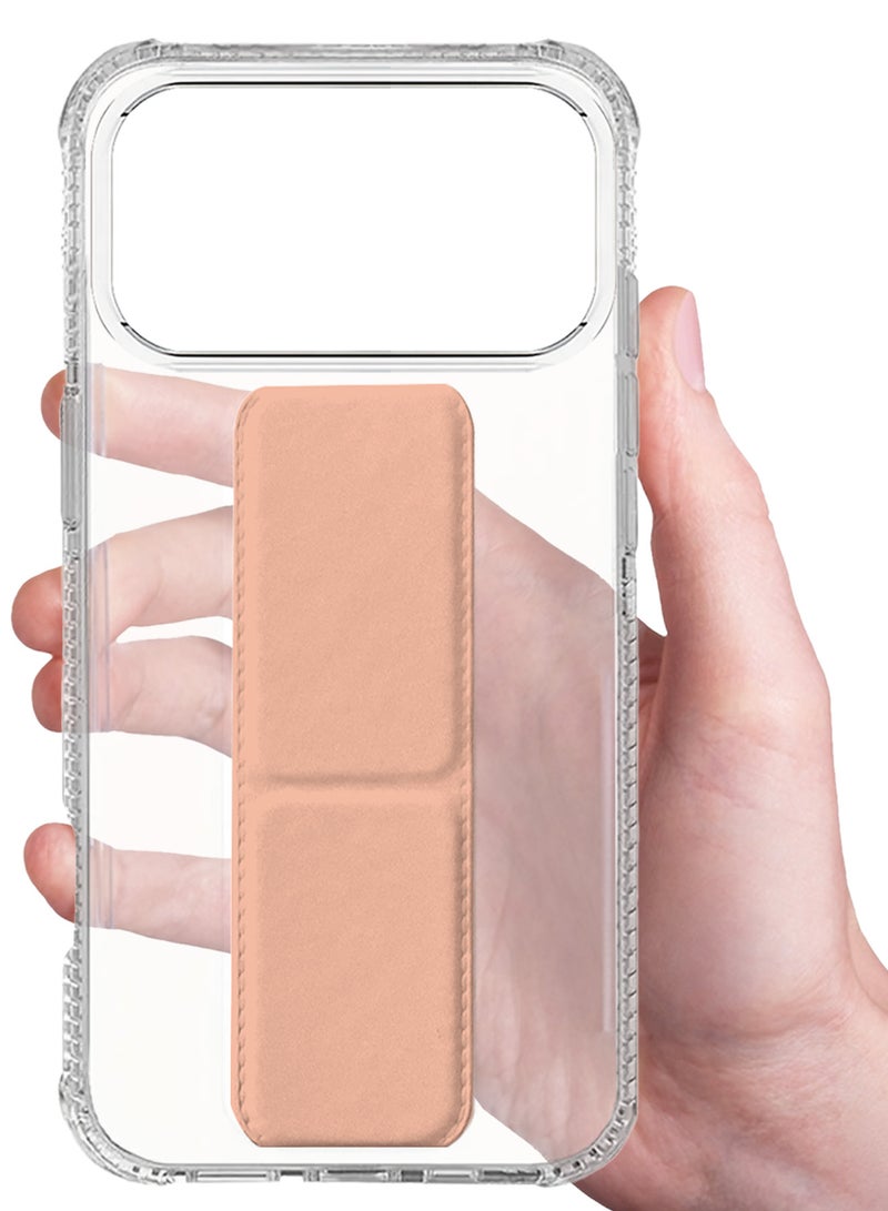 YJS 3 Packs Finger Grip Clear Case Cover for iPhone 17 Pro- Kickstand Car Magnetic Holder Multi-function Protective Two-in-one Case with Two Privacy Screen Protectors - Pink - Image 3
