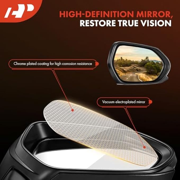 HP Driver Side Power Door Mirror Compatible With Nissan Altima 20132018  Heated Manual Folding With Turn Signal Indicator White Outside Rear View Mirror  Replace 963743Th1A 261653Th2A - Image 5