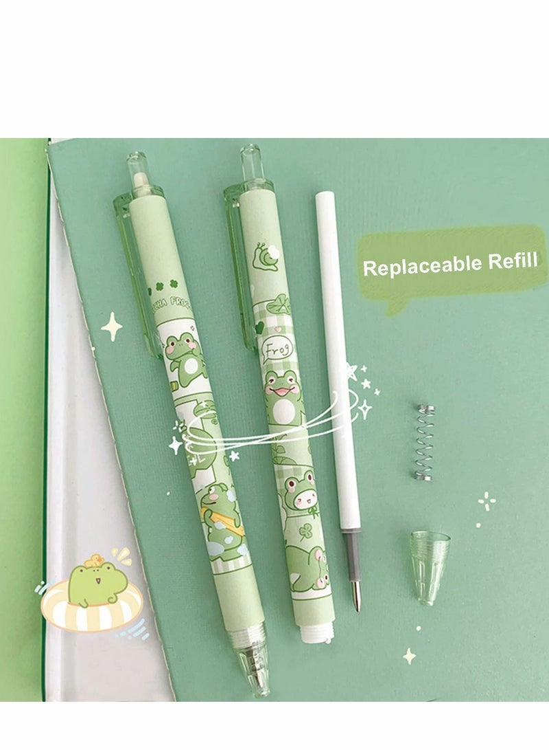 Excefore Gel Ink Pens Cartoon Frog Pen Retractable Pens Animal Pen 0.5mm Ballpoint Pen Office School Girls Pens,6 Pcs - Image 3