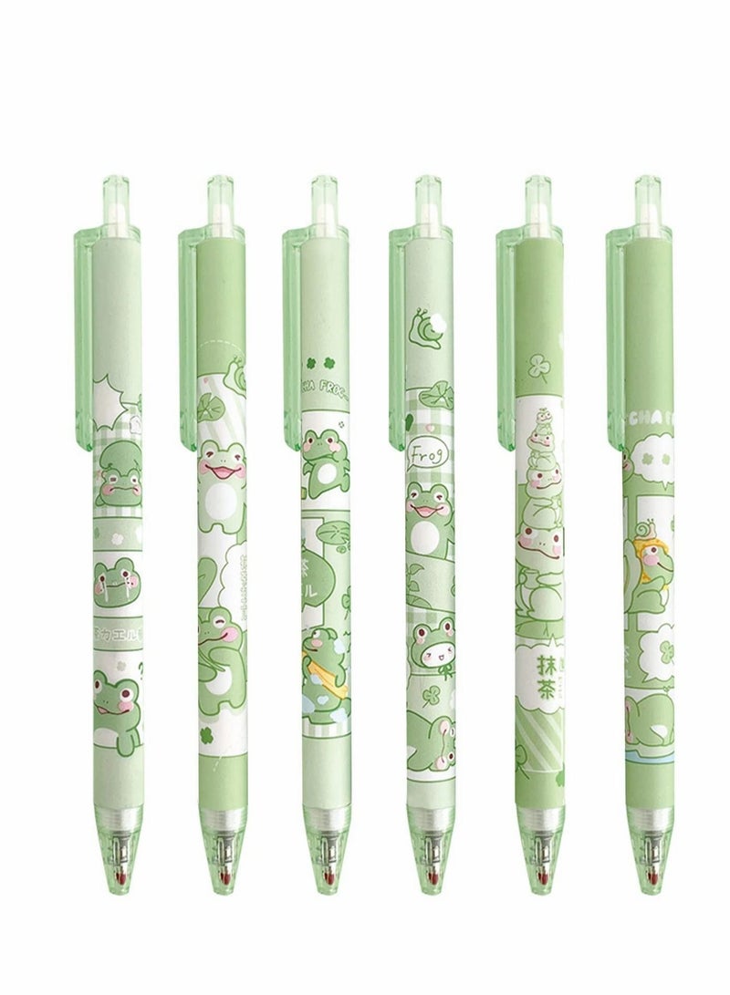 Excefore Gel Ink Pens Cartoon Frog Pen Retractable Pens Animal Pen 0.5mm Ballpoint Pen Office School Girls Pens,6 Pcs - Image 4