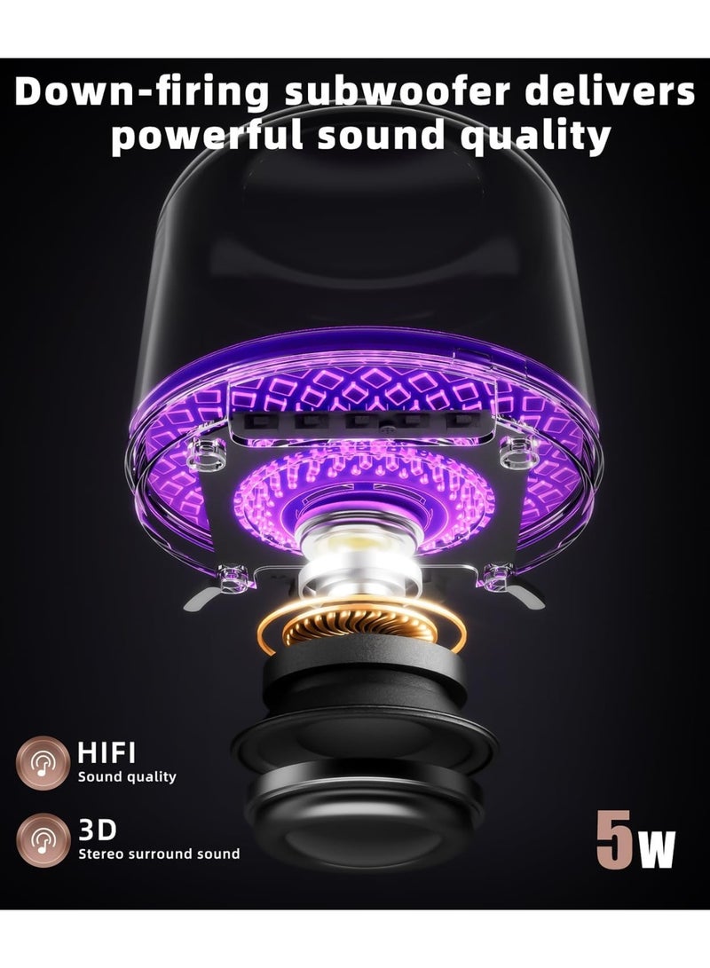 Bluetooth speaker with high-definition sound and lighting, portable wireless, long-lasting battery life, TWS pairing, suitable for family/party/outdoor/travel/beach, Christmas gifts, white elephant adult gifts (black) - Image 3