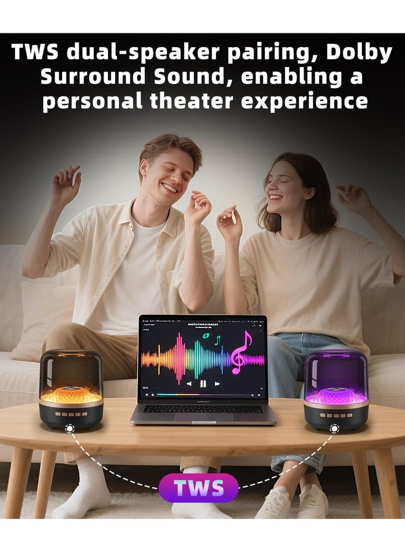 Bluetooth speaker with high-definition sound and lighting, portable wireless, long-lasting battery life, TWS pairing, suitable for family/party/outdoor/travel/beach, Christmas gifts, white elephant adult gifts (black) - Image 5