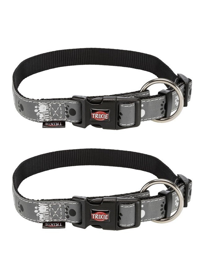 تريكسي حزام طوق عاكس قابل للتعديل للكلاب، حزام بنقشة مخلب، لون رمادي فضي (SM) - عبوة من قطعتين - Image 1