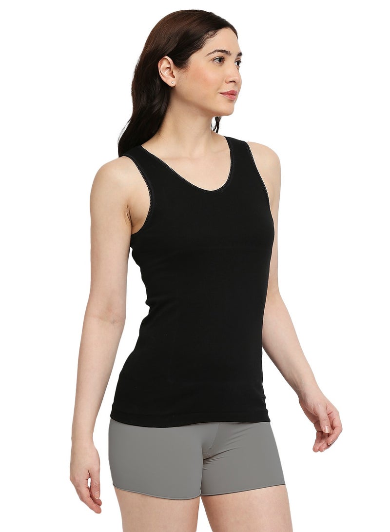 BYC WOMEN'S COTTON VEST (PACK OF 3) - BLACK  - Image 5