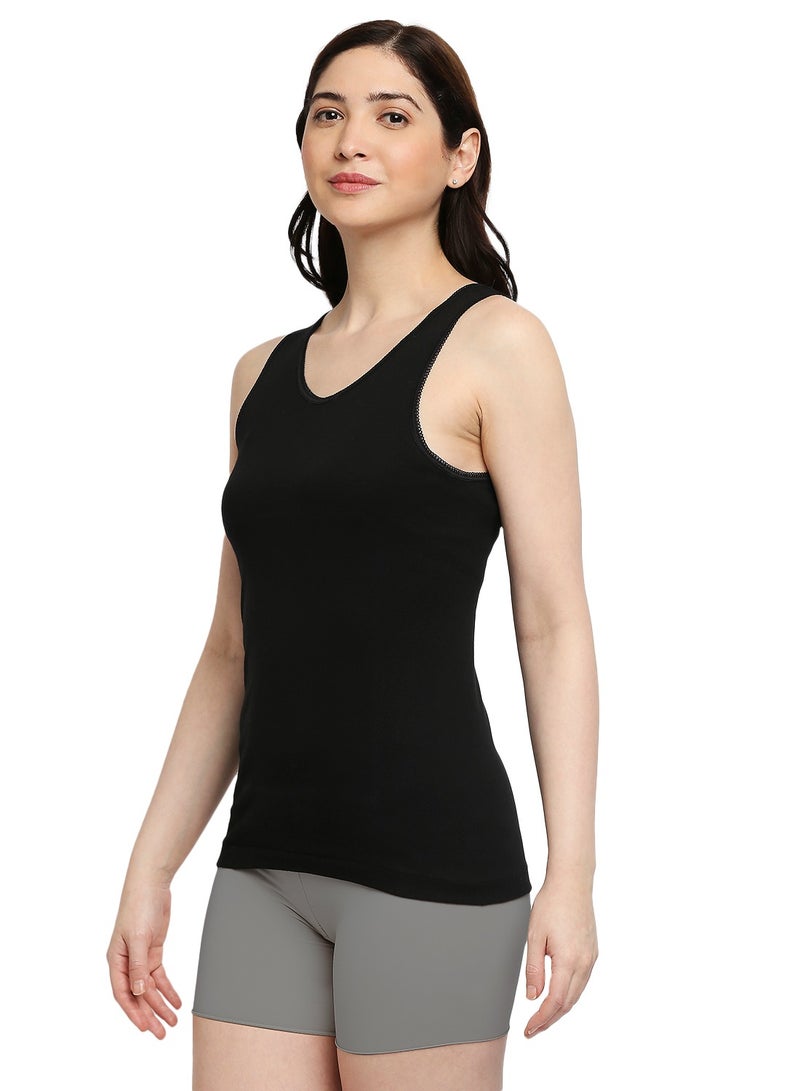 BYC WOMEN'S COTTON VEST (PACK OF 3) - BLACK  - Image 4