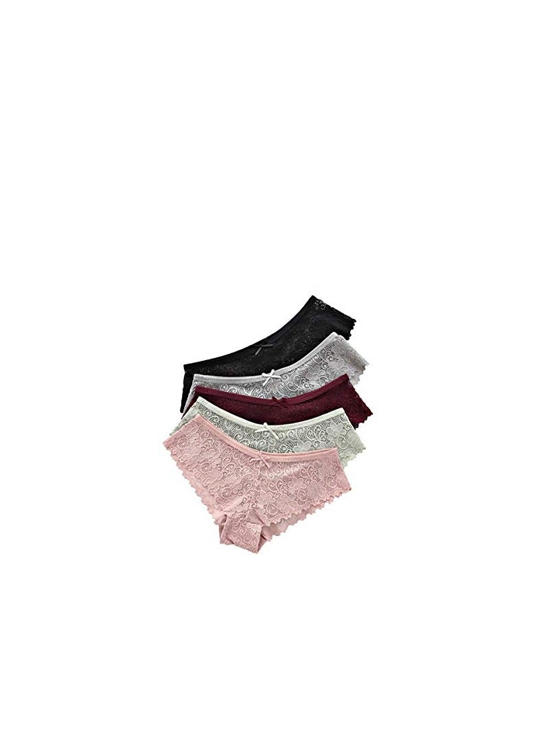 3Pcs Women Lace Mid Rise Brief Underwear Breathable Scallop Trim Panties  - Image 2
