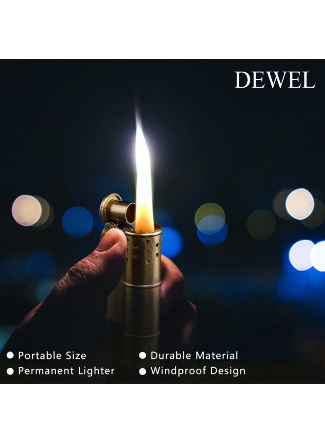 DEWEL Wheel Kerosene Lighter,Trench Lighter Vintage Fine Copper Windproof Creative Personality Brass Lighter For Collection/Decorative/Gift/Present(Copper) - Image 2