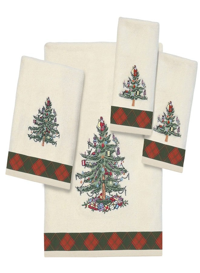 Spode - Fingertip Towels, Soft & Absorbent Cotton, Set of 2 Christmas Tree Tartan Collection - Image 2