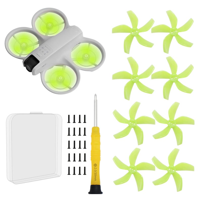 Pidynx Improved Version Including ScrewsDrone Colorful Paddle Propeller for DJI NEO Silent Power Noise Reduction Replacement Traverser Wings Drone Accessories Crystal Green - Image 3