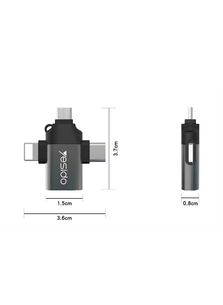 Yesido 3-in-1 USB-C to Micro 8-Pin OTG Adapter Mobile Phone to USB 3.0 for IP for Computer Use - Image 5