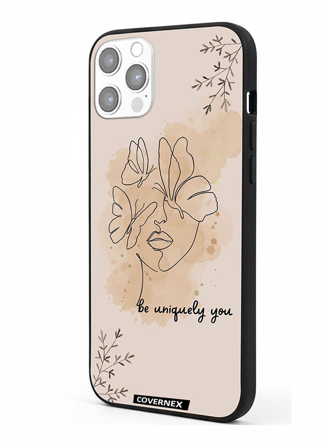 Covernex Apple iPhone 12 Pro Protective Case Cover Printed Featuring Be Uniquely You A Face And Butterflies - Image 1