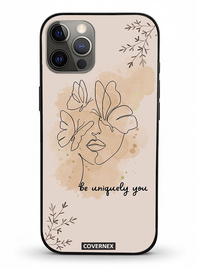 Covernex Apple iPhone 12 Pro Protective Case Cover Printed Featuring Be Uniquely You A Face And Butterflies - Image 2