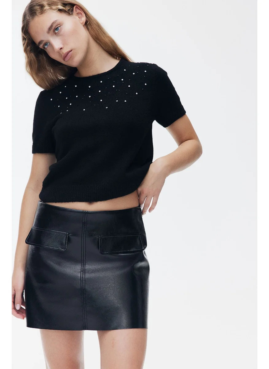 H&M Embellished Fine-Knit Top