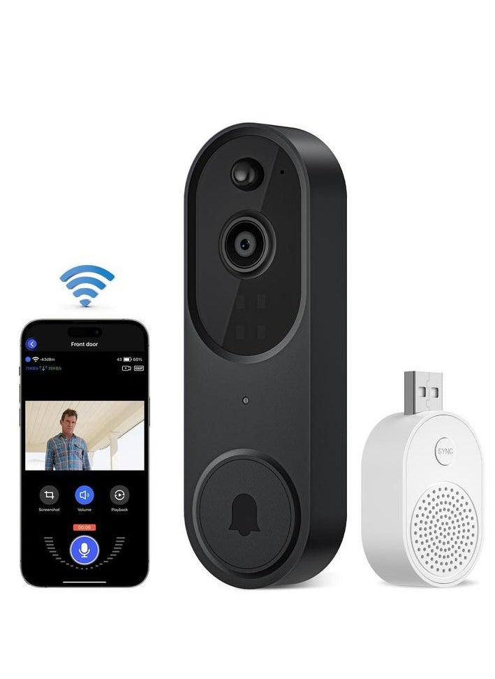 Wireless 1080p Video Doorbell Camera, AI Human Detection, Live View, 2-Way Audio Included Chime, 2.4G Wi-Fi, Night Vision, Cloud Storage, Indoor/Outdoor Surveillance Cam - pzsku/Z7A544AFBDDDA670F35A4Z/45/_/1723913240/9d87be99-36d7-42d1-b46f-6d54ca0b95d4