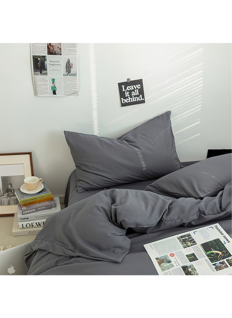 Cotton Duvet Cover Set, 4 Pieces Soft Brushed Microfiber Comforter Cover with Zipper Closure, Include 1 Duvet Cover 200x230cm 1 Flat Sheet and 2 Pillowcase, Full Size(Grey) - pzsku/Z7A545160E40E29F7A5CAZ/45/_/1718939456/d6316a5a-1ed7-4fc9-8ec3-11a79c184175