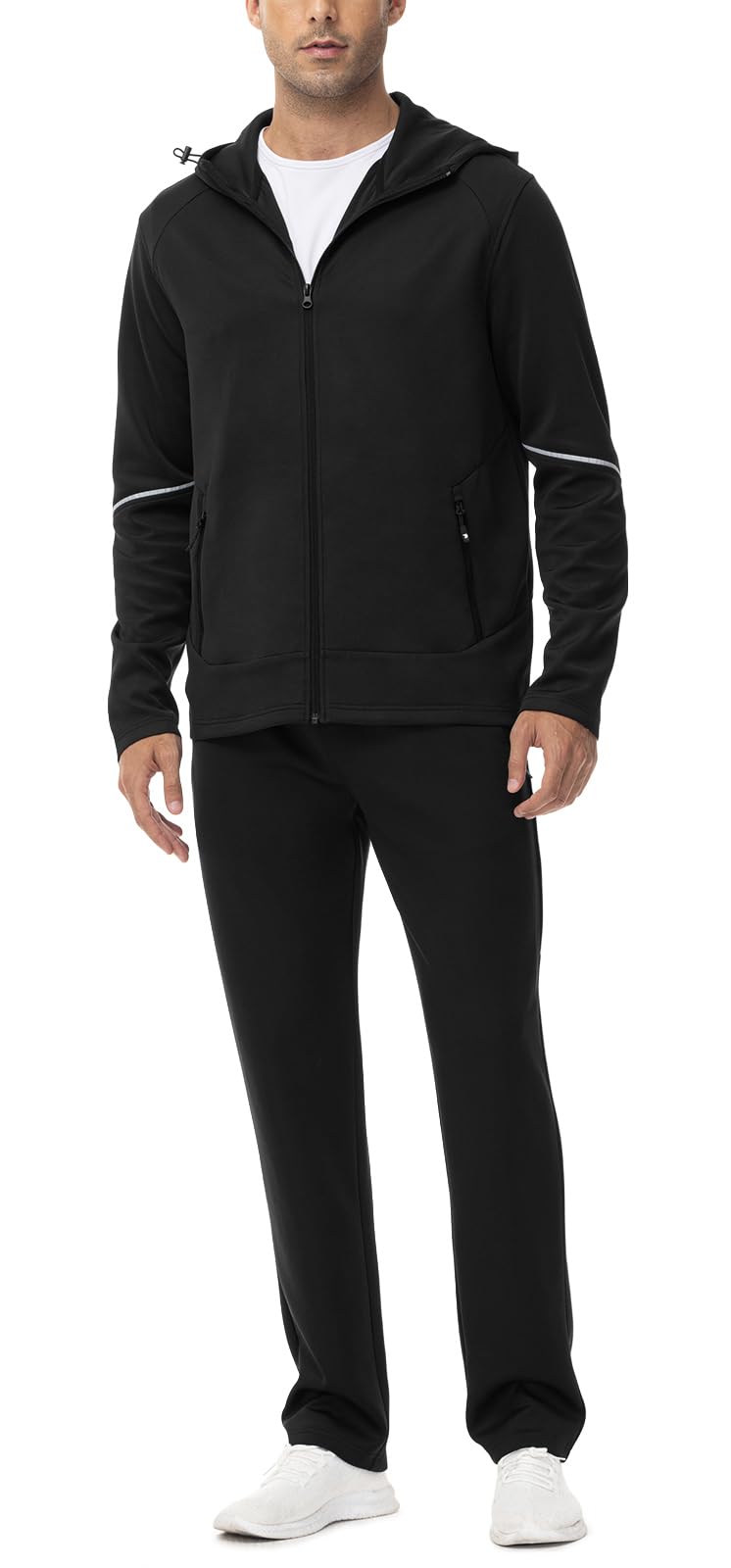 Rdruko Men's Track Sweat Suits 2 Piece Set Sweatsuits Tracksuits Jogging Workout Gym Athletic Suits with Hood(Black, US XXXL) - Image 3