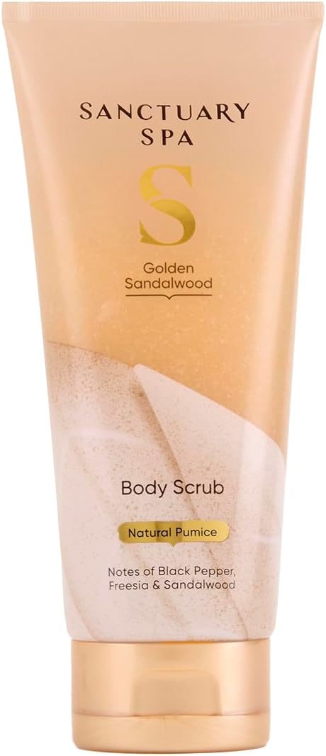 Sanctuary Spa Golden Sandalwood Body Scrub No Mineral Oil Cruelty Free and Vegan Exfoliating 200 ml