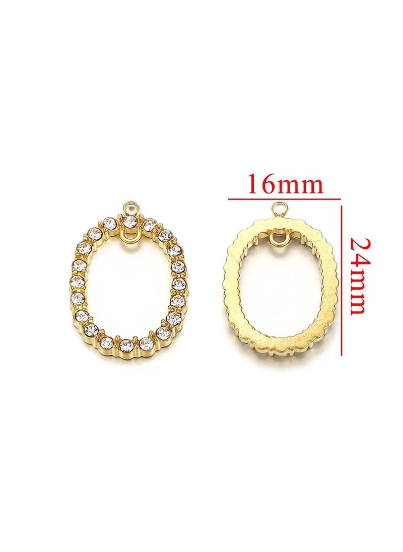 Stainless Steel Oval Rhinestone Pendant DIY Jewelry White 