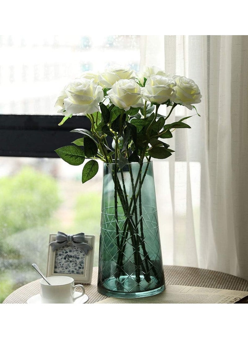 HOME ZONE Artificial Silk Rose Flower Bouquet Lifelike Fake Rose for Wedding Home Party Decoration Event Gift 10pcs (Off White) - Image 5