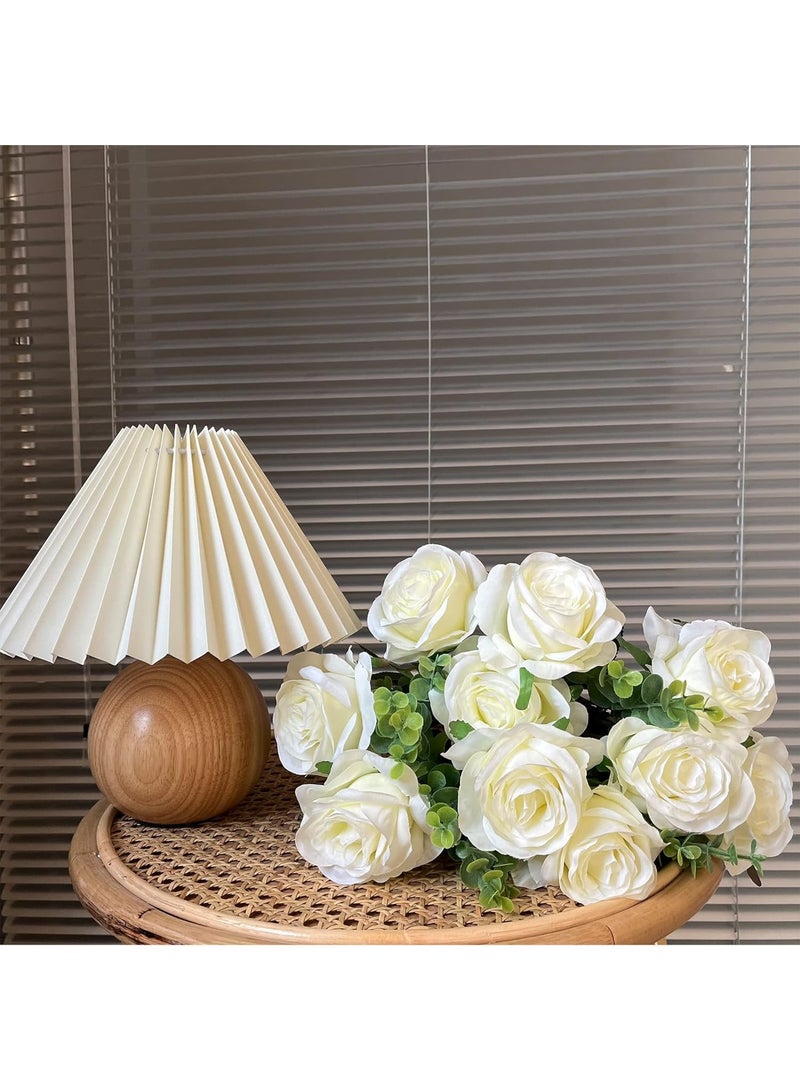 HOME ZONE Artificial Silk Rose Flower Bouquet Lifelike Fake Rose for Wedding Home Party Decoration Event Gift 10pcs (Off White) - Image 3