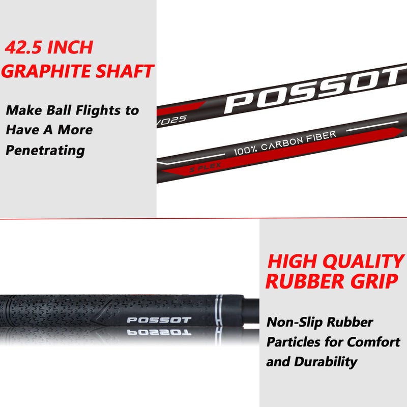 POSSOT Golf Fairway Wood, 3/5 Wood with Graphite Shafts for Man's, Golf Club with Premium Regular and Stiff Flex Shaft, Right Handed, 3 Wood Regular - Image 4