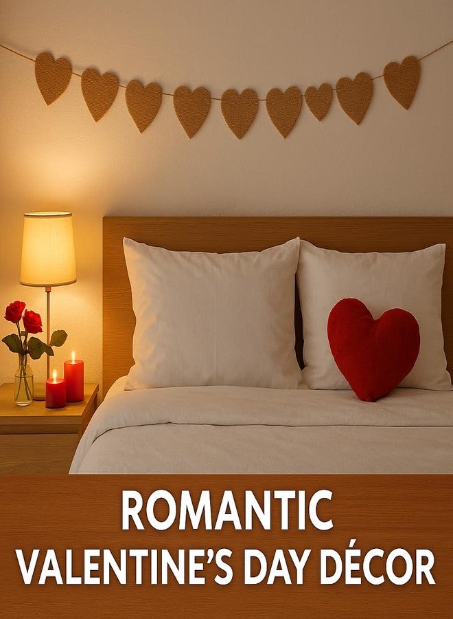 GCQQ Valentines Day Banner - No DIY Heart Burlap Banner 15PCS Heart Garlands 5"x6" Natural Color Valentines Burlap Banners Hanging Decorations for Valentine's Day, Engaged, Weddings, Baby Shower Decor - Image 4