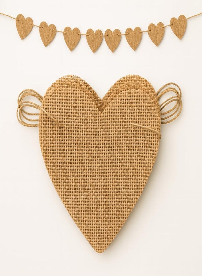 GCQQ Valentines Day Banner - No DIY Heart Burlap Banner 15PCS Heart Garlands 5"x6" Natural Color Valentines Burlap Banners Hanging Decorations for Valentine's Day, Engaged, Weddings, Baby Shower Decor - Image 1