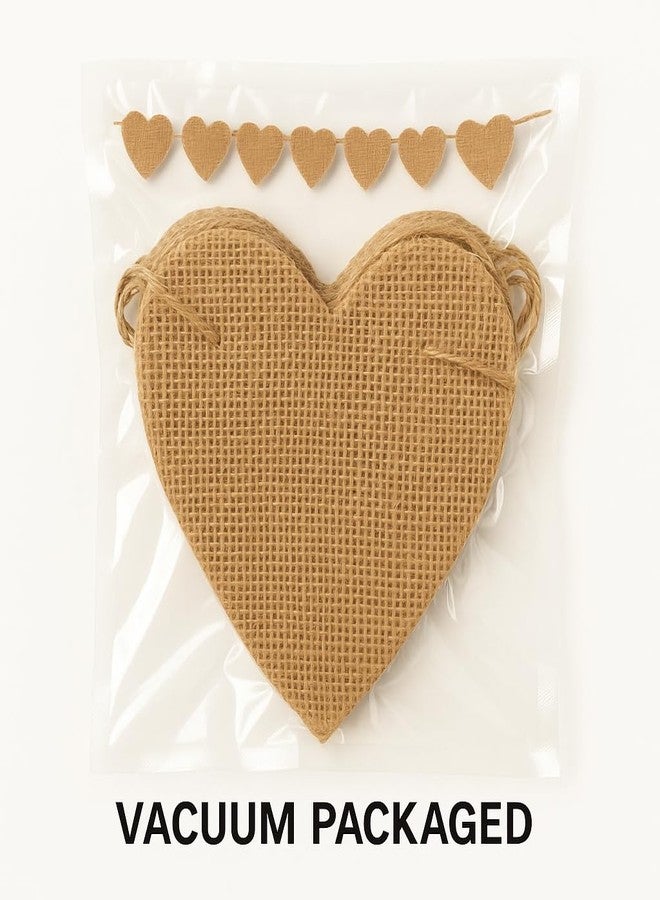 GCQQ Valentines Day Banner - No DIY Heart Burlap Banner 15PCS Heart Garlands 5"x6" Natural Color Valentines Burlap Banners Hanging Decorations for Valentine's Day, Engaged, Weddings, Baby Shower Decor - Image 3