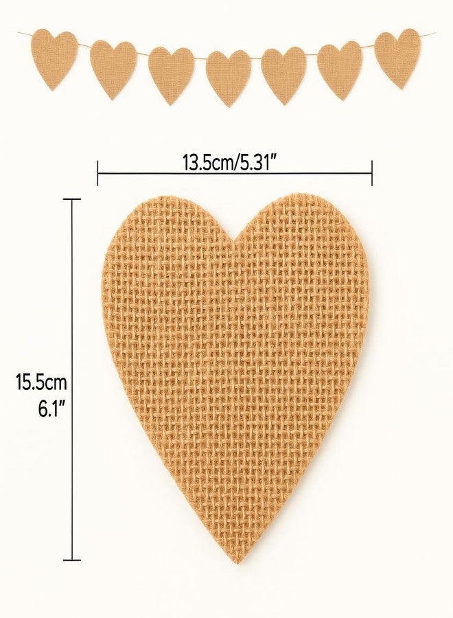 GCQQ Valentines Day Banner - No DIY Heart Burlap Banner 15PCS Heart Garlands 5"x6" Natural Color Valentines Burlap Banners Hanging Decorations for Valentine's Day, Engaged, Weddings, Baby Shower Decor - Image 2