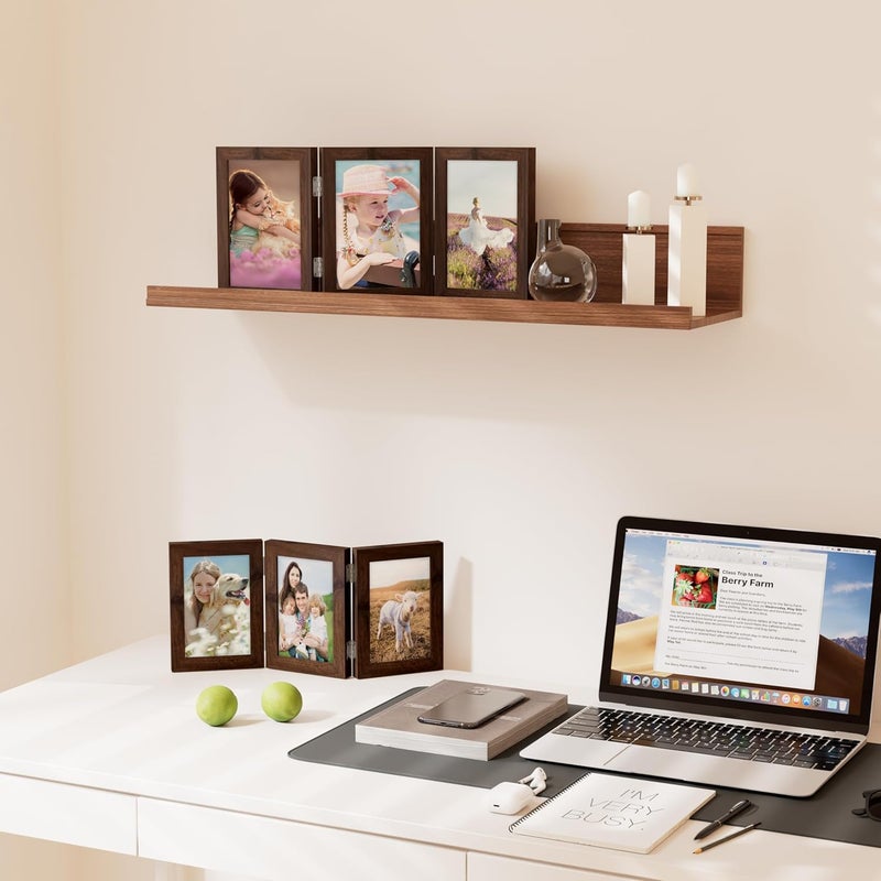 ديكور يو هوم إطار صور مزدوج من decorUhome بمقاس 8x10، عمودي، مصنوع من خشب مصمم خصيصًا، بثلاث طبقات ويحتوي على زجاج بلاستيكي للعرض على سطح الطاولة، لون الخشب: الفضي - Image 3