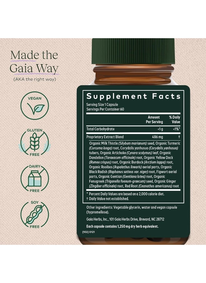 Gaia Herbs - Liver Health Support Herbal Supplement With Milk Thistle 60 Vegan Liquid Phyto-Caps 30 Servings - Image 1