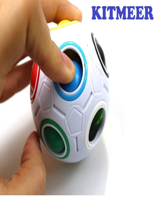 KITMEER Magic Rainbow Ball Goti Fidget Brainteaser Toy Puzzle Cube for 24 Months and Up, Multicolour - Image 4